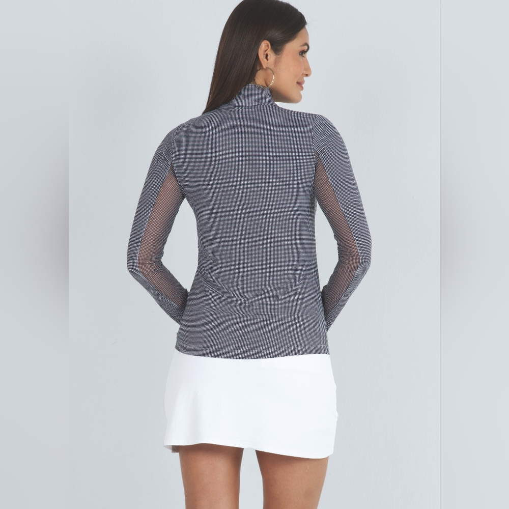 Ibkul Mini Check Mock Neck Top - Picture 2 of 12